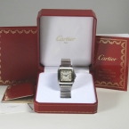 Cartier Santos galbée, großes Modell, 18 Karat Gelbgold und Stahl