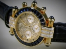 Chopard, Chrono, Imperiale,750 Gelbgold, Diamanten, Saphire, Lederarmband